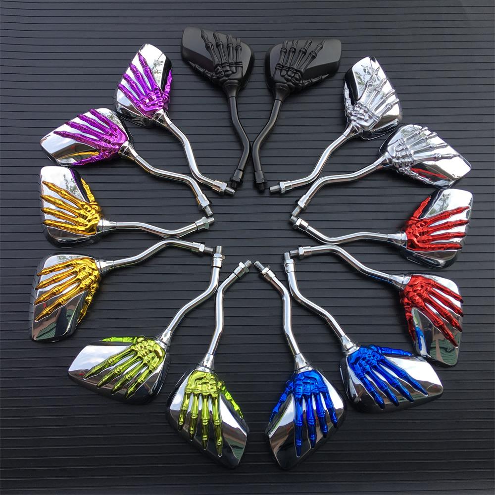 2 шт. Универсальное мотоциклетное зеркало заднего вида с винтом 8 мм/10 мм, алюминиевый сплав, скутер, скелет, череп, рука, переделка, мотоцикл