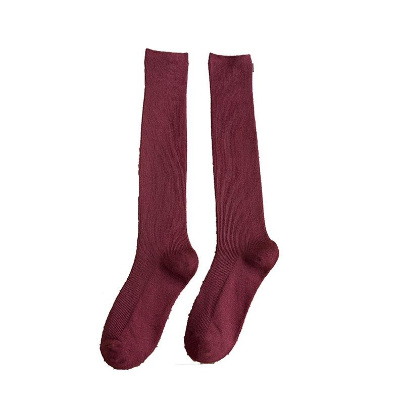 Kneehigh Compression Womens Style Japanese Socks Solid Color Breathable Cotton Slimming Fit For Autumn Winter