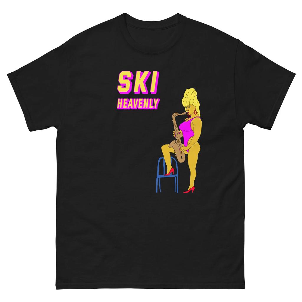 Heavenly Ski Saxophone Lady Skier Skiing T-Shirt