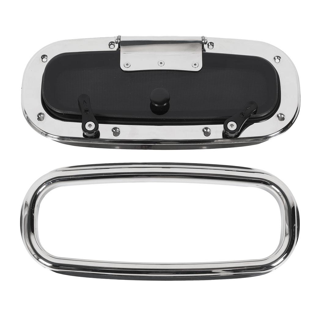 Иллюминатор для лодки 345x150мм   13.58x6дюйм Внутреннее открывание Защита от УФ-лучей Нержавеющая сталь Люк Иллюминатор с сеткой и