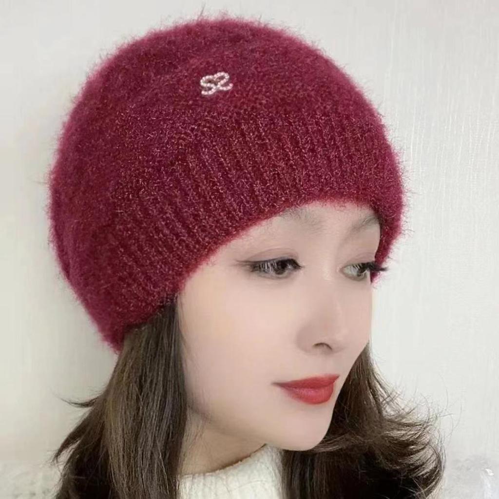 Autumn and Winter Polyester Wrapped Head Cap Knitted Hat Women's Warm Hat Wool Handmade Jacquard Hat