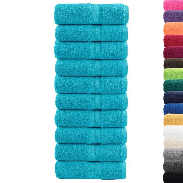 VidaXL Serviettes de toilette premium SOLUND 10 pièces Turquoise 30 x 30 cm 600 g/m² 137445