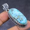 Republic Larimar Gemstone 925 Steling Silver Jewelry Pendant 2.21"