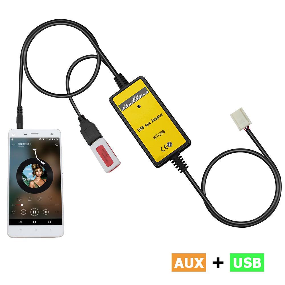 Автомобильный CD-переходник для MP3 AUX USB-адаптер USB AUX-адаптер для Toyota Avensis RAV4 Auris Corolla Camry Tacoma Lexus (6+6-контактный)