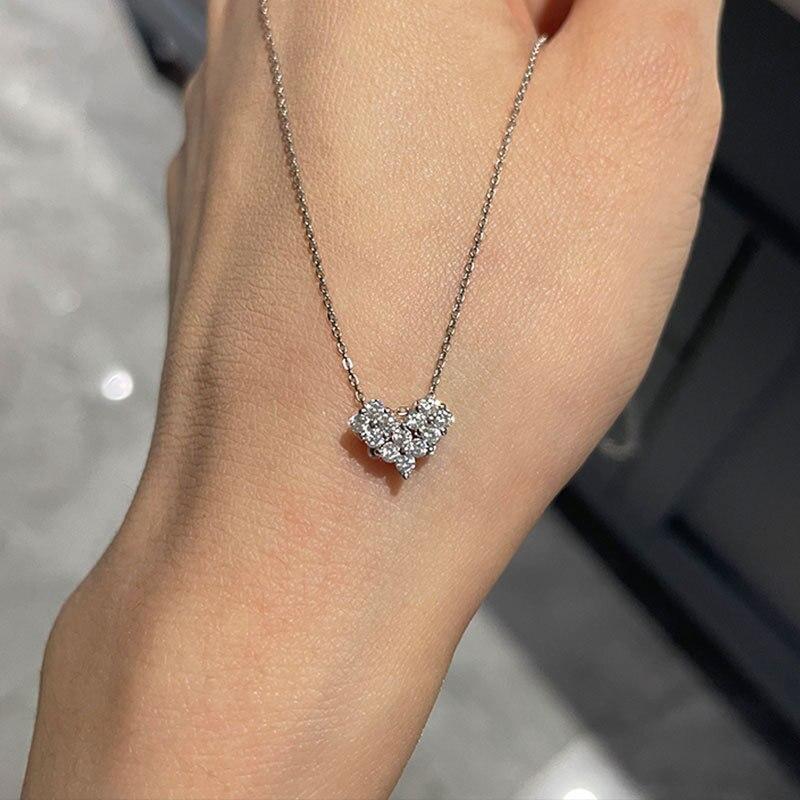 925 пробы стерлингового серебра циркон сердце подвеска ожерелье кулон для женщин ключицы цепочка свадебные украшения подарок аксессуары dz898