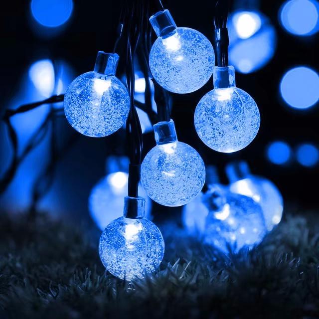 Solar String Lights Outdoor 60 Led Crystal Globe Lights with 8 Modes Waterproof Solar Powered Patio Light for Garden Decor