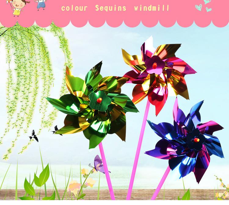 100 Pcs/Pack Colorful Sequins Windmill Toys Children Small Handmade DIY Plastic Wind Spinner Garden Decor Outdoor Toy Gift