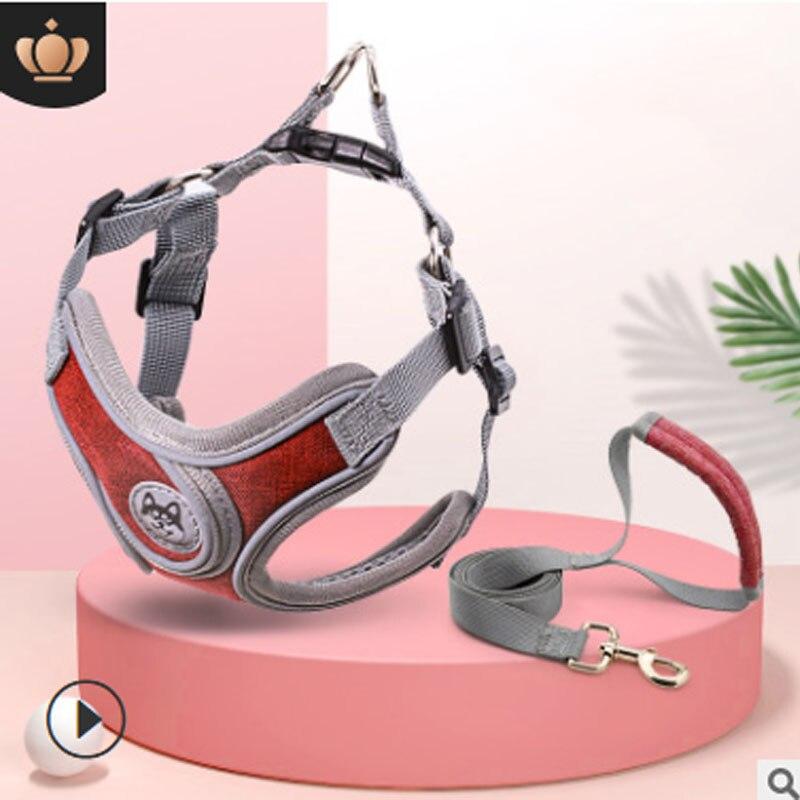 Дышащая шлейка для собак с поводком Светоотражающая оксфордская шлейка для собак Регулируемый размер Маленькие средние собаки