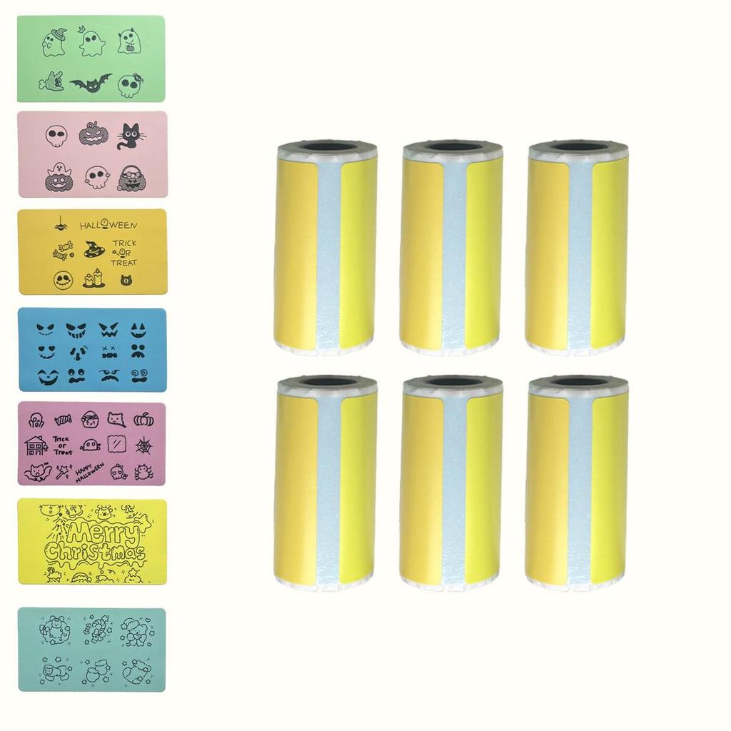 56x30mm Color Label Sticker Printing Paper,7 Colorful Continues 52x30mm Labels, BPA Free,Waterproof,Oil-proof,Long-term Storage,Tear-resistance