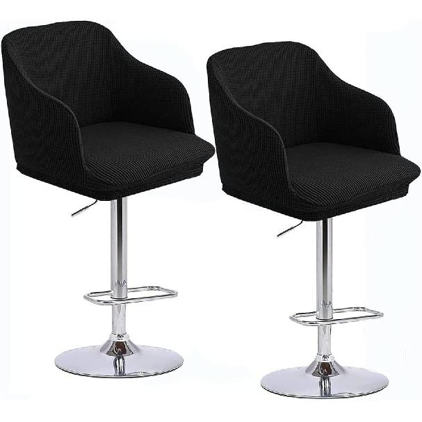 Set of 2 Dining Chair Covers Slipcover with Armrest Curved Back, Height Bar Stools Covers Back Chair Protector for Dining,B