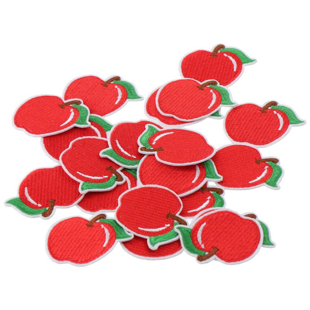 20 Pieces Polyester Red Apple Patches Apple Shape Cute Fruit Sew on/Iron On Patches Women