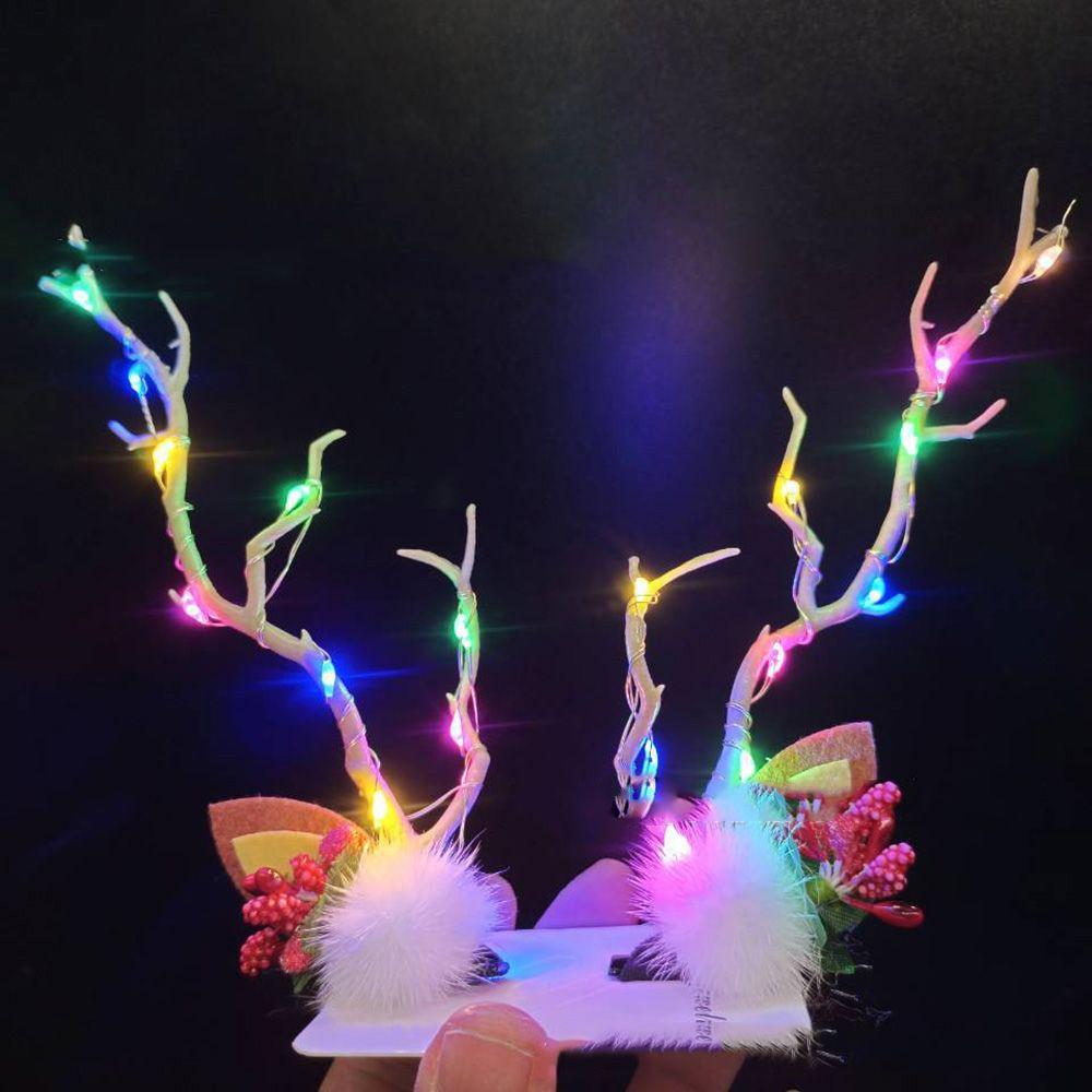 Make Up With Led Light Flower Branch Twig Women Hair Clip Korean Style Hair Clip Christmas Antlers Hairpin Hair Accessories
