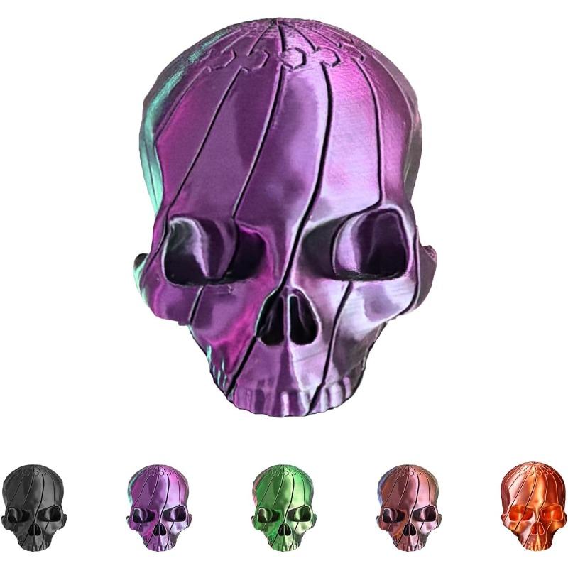 3D Printed Twisty Skull Fidget Toy, 3D Printed Skeleton, Rotating Clicker Fidget, Skull Sensory Toy for Stress Relief,, Halloween Gothic Novelty Gift