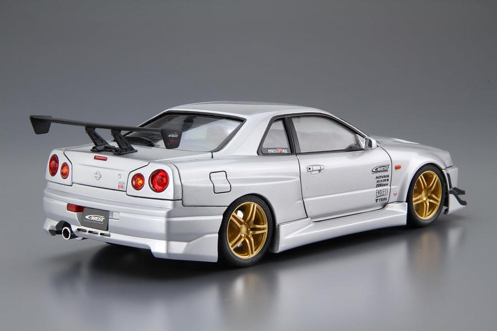 Aoshima Bunka Kyozaisha The Tuned Car Series Nissan BNR34 Skyline Пластиковая модель 1/24 №50 C-WEST GT-R '02 (Машина)
