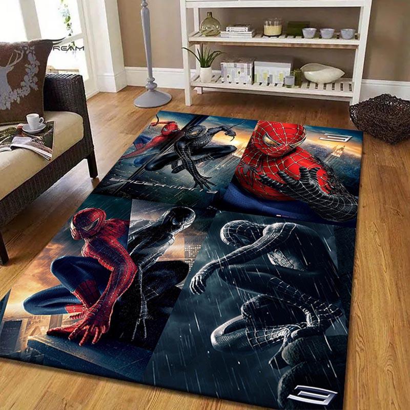 1pc Spider-Man Pattern Area Rug Soft Flannel Floor Mat for Living Room, Office, Bedroom and Carpet, Sofa Coffee Table Floor Mat