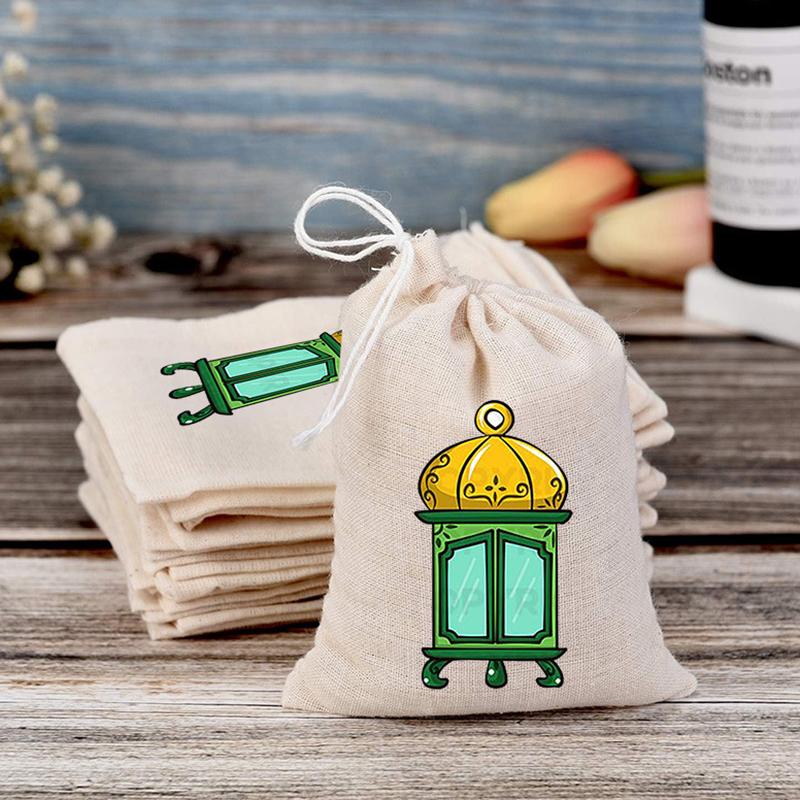 10 шт. подарочных пакетов Рамадан Карим 2025 г., исламские мусульманские принадлежности для украшения дома, упаковка для конфет и закусок на Ид Мубарак