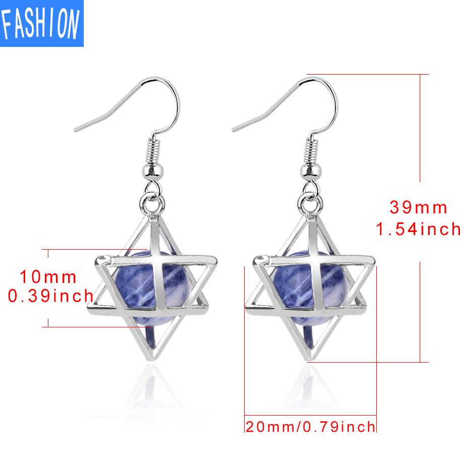 Серьги Melcaba Jewelry полые шестиконечные звезды клетка натуральный кристалл преувеличенные серьги женские серьги