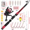 FTK Complete Fishing Kit: 1.8m/5.91ft Lightweight Fibreglass Spinning Rod and Reel Combo Cool Pack - for Fresh and Salt Water, Hooks