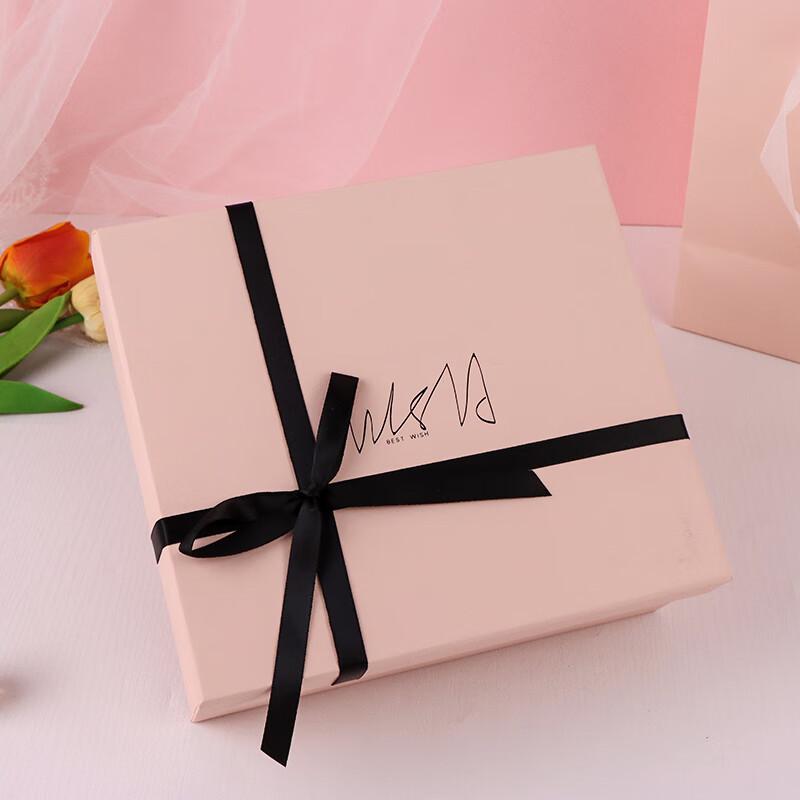 TaTanice Gift Box, Empty Box for Christmas Gifts, New Year\'s Gifts, Birthday Presents, Packaging Box, Gift Box for Hostesses, Black Bow, Pink