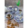 Porcelain Topkap Tile Patterned Turkish Coffee Cup Set For 6 Persons 12 Pieces