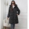 Thickened cotton clothes women's medium and long new spot large size jacket fashionable and casual winter solid color hooded