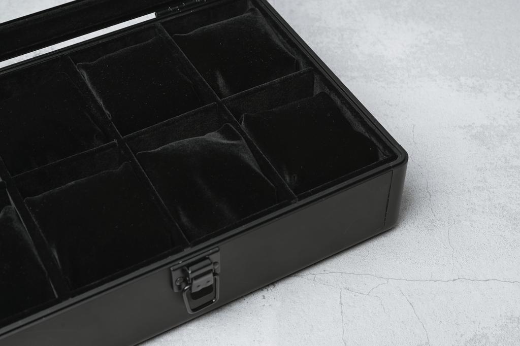 Премиум Time Box Хранение Часов Хранение Часов Коллекция Вмещает 8 Черный ES'PRIMA Футляр, Коробка, Футляр, Алюминий, Часы,