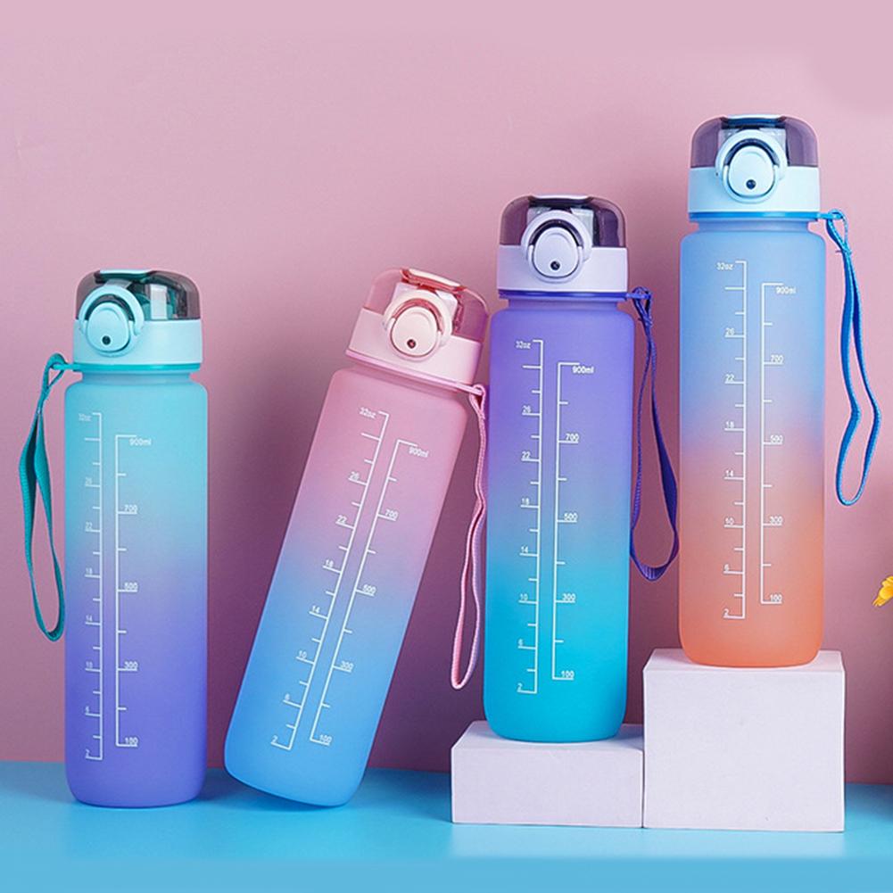 Бутылка для воды 1 л с соломинкой градиентная бутылка для питьевой воды герметичная откидная крышка