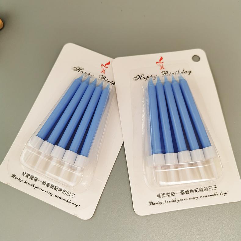 Colorful Jelly Color Long Pole, Bright Pole, Colorful Birthday Cake, Small Candle, Children's Macaron Party Milk Green