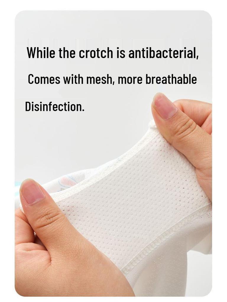 Трусы-боксеры из чистого хлопка для девочек с мультяшным рисунком - Антибактериальные, с плоской штаниной, не сдавливающие, для детей младшего и среднего школьного возраста