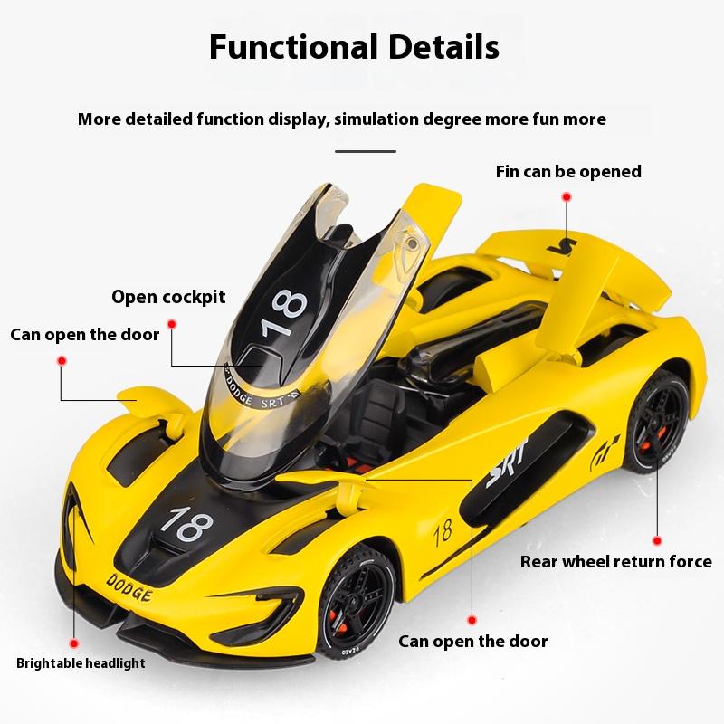1/32 Металлическая литая модель автомобиля Dodge SRT Tomahawk Track Edition Симуляция звука и света Детская игрушка Украшения Хэллоуинский подарок
