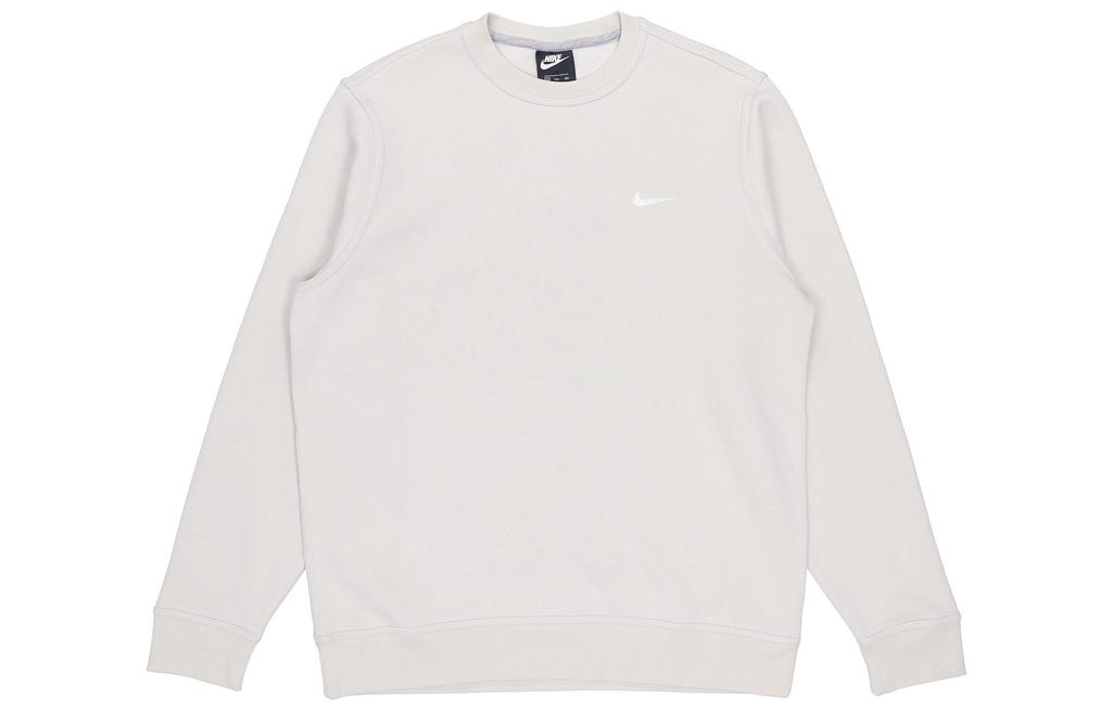 Nike Logo Print Crew Neck Pullover Fleece Lined Sweatshirt Men's Light Gray 916609-072