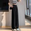 Весна и Лето Новые Узкие Широкие Повседневные Брюки Женские Высокая Талия Подвеска Свободные Прямые Костюм