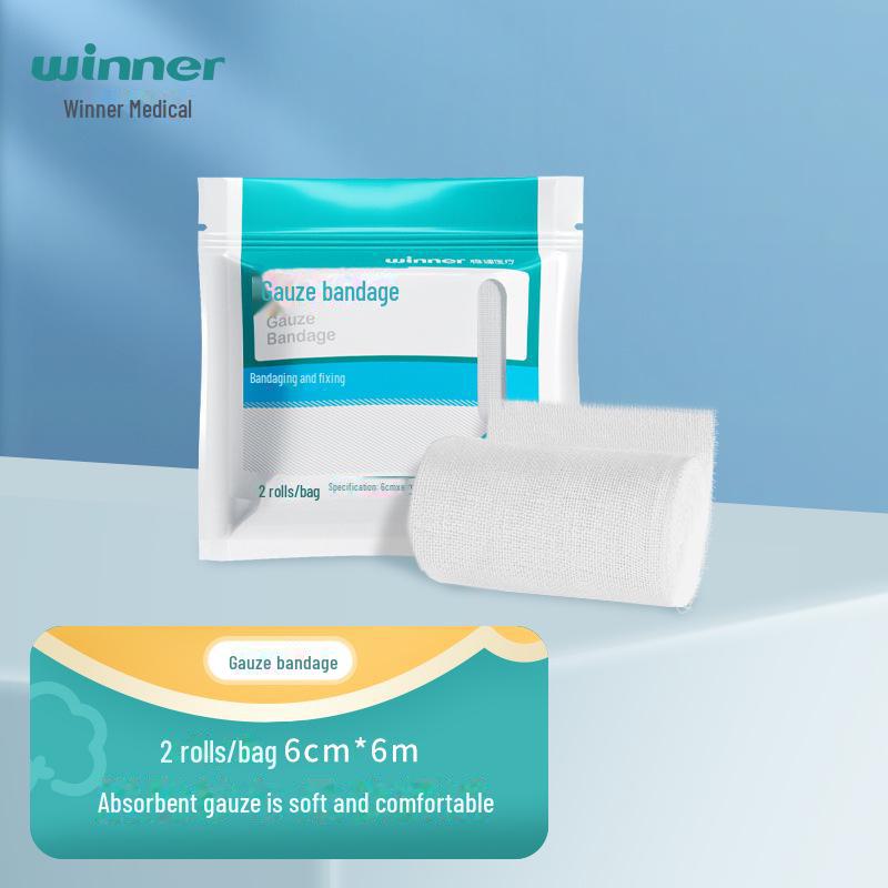 Рулон марлевого бинта Winner Steady Medical - дышащий, эластичный спортивный бинт для надежного покрытия ран, 2 рулона в упаковке