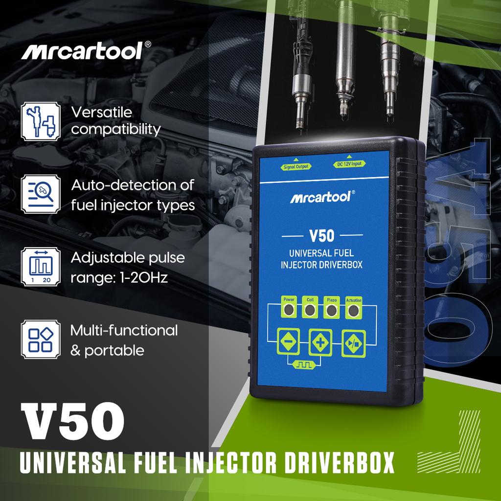 MRCARTOOL V50 Fuel Injector Tester Cleaner DIY Cleaning Tool Kits Diesel GDI Injectors Adapter For AUTOOL CT150 CT160