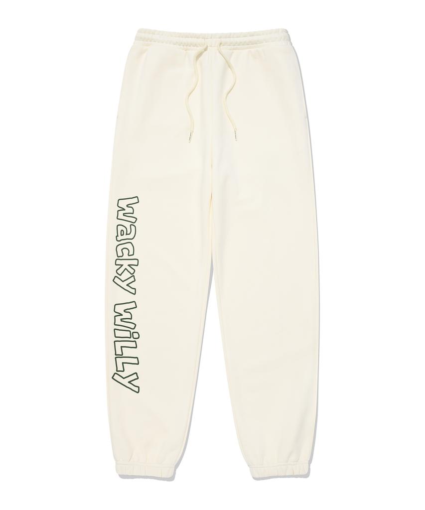 WACKY WILLY Typographic Sweatpants Cream