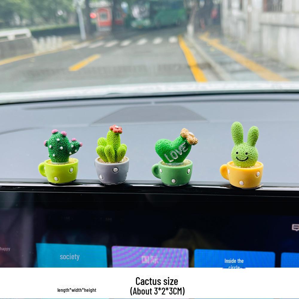 Прозрачный суккулентный кактус и мультяшные животные Мини украшения для салона автомобиля