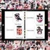 50 Cute Black and Pink Halloween Cartoon Stickers for DIY Decor: Phone Cases, Water Bottles, Notebooks (50 Sheets)