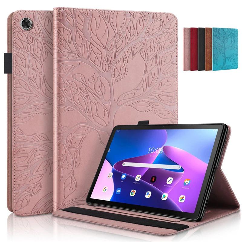 Чехол для Lenovo Tab M10 Gen 3 Tb328fu Чехол 10 1 Дюйм Тиснение Дерево Кожаный Флип-чехол для Funda Lenovo Tab M10 3-го Поколения Чехол для Планшета