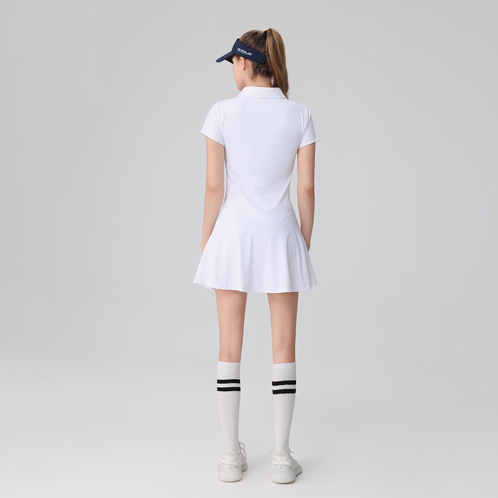 Женское платье-поло для тенниса и гольфа Bingse с нагрудными вкладышами и шортами - Приталенный крой, короткий рукав