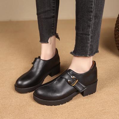 Горячая Распродажа Женская Обувь Пряжка Ремень Женские Высокие Каблуки Мода Круглый Носок Офис и Карьера Новые Большие Размеры Однотонные Каблуки Женские