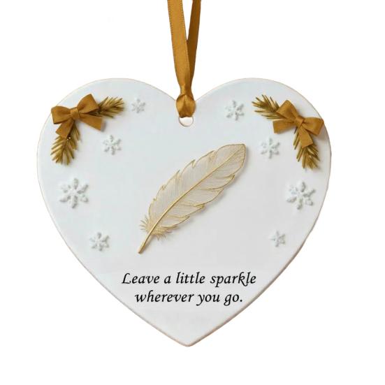 Рождественское украшение в форме сердца Искреннее Перо/Стрекоза/Олень/Цветок Рождественское украшение Вдохновляющий акриловый сувенир для елки Праздничный декор