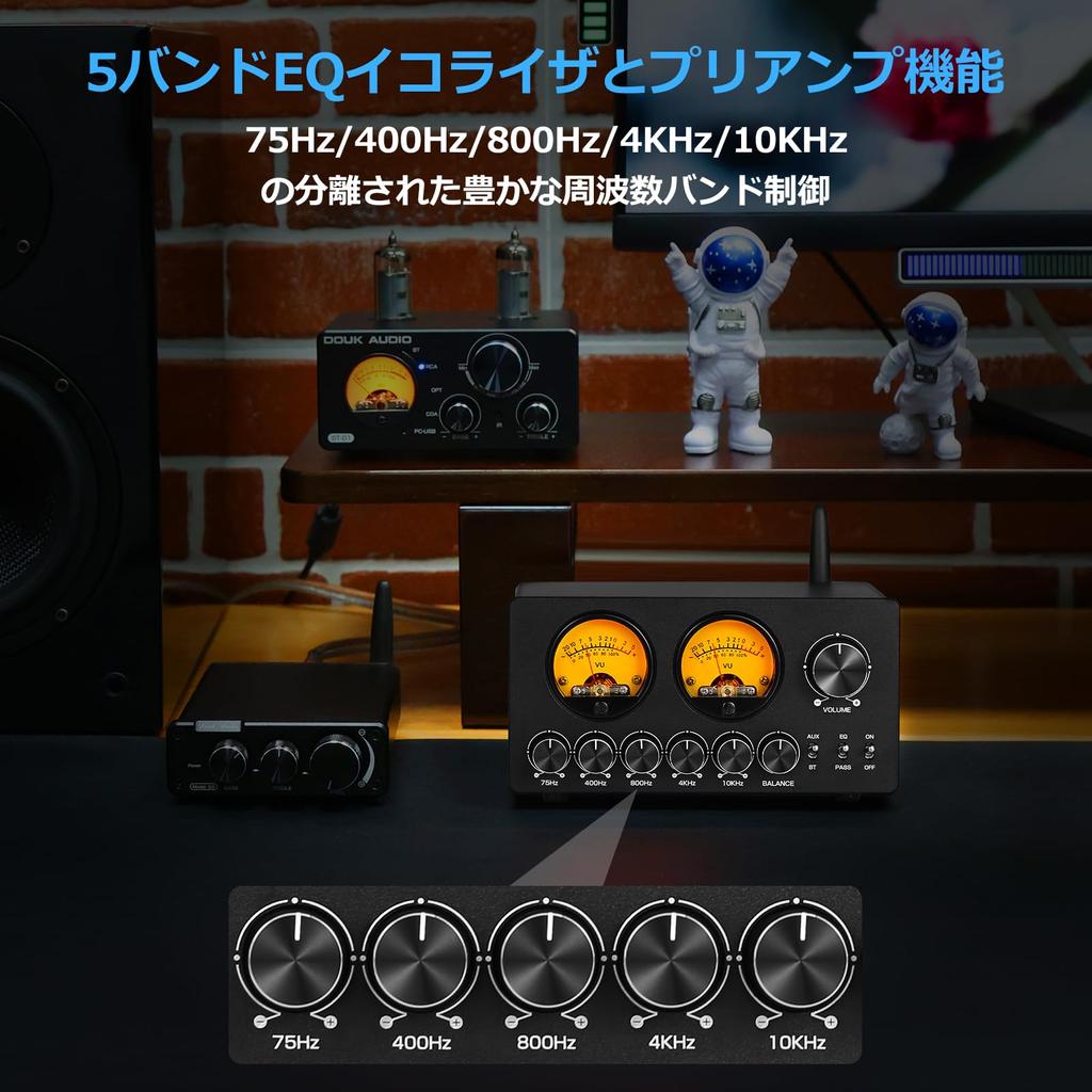 Douk Audio B1 Mini 5-полосный эквалайзер Bluetooth-приемник стерео аудио небольшой предусилитель с измерителем уровня громкости и