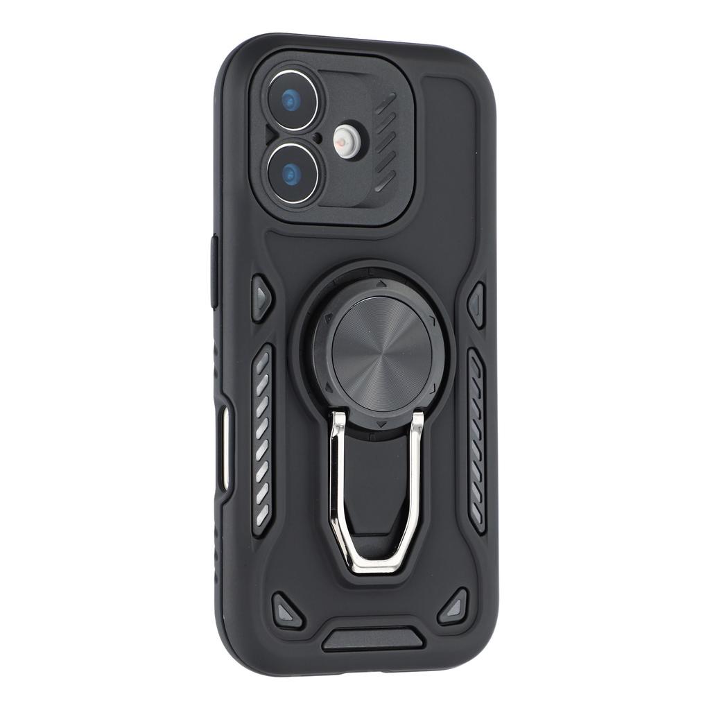 For iPhone 16 Case with Kickstand Shockproof TPU+PC Phone Back Cover