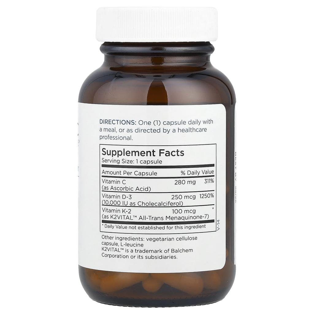 Contains Vitamin D-3 and Vitamin K2 Mk-7, 60 Capsules