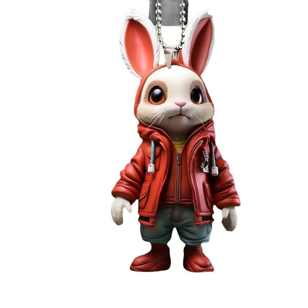 Rabbit Cartoon Cute Pattern Acrylic Pendant For Car Decoration Accessories