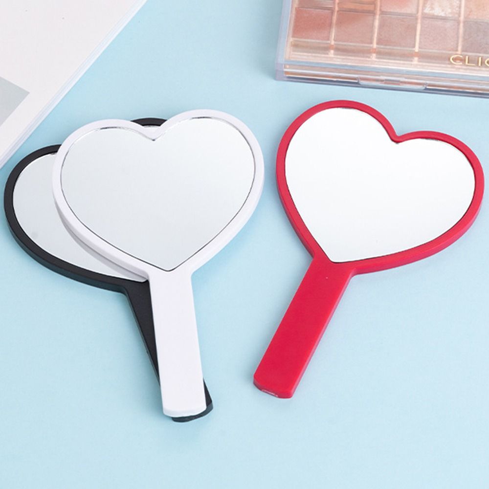 Cute Love Makeup Mirror Sweet Vanity Mirror Durable Heart Handle Mirror Eyelash Extensions