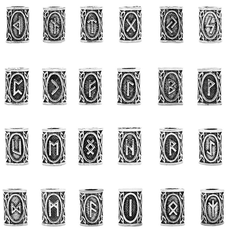 Набор из 24 шт. рун викингов, отдельные бусины, разделительные бусины для плетения волос, бусины для дредов, для изготовления украшений своими руками