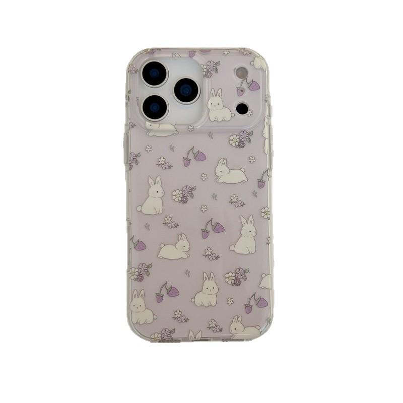 Цветочный чехол с кроликом для iPhone 14/15/16 Pro Max/17