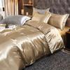 Summer Smooth Satin Duvet Cover Include Duvet Cover Flat Sheet and Pillowcases Smooth Bedding Set Silky Luxury Bedcloth Sets