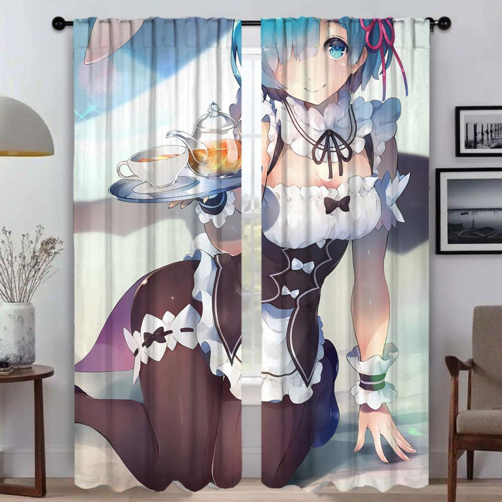 Re-zero Современные Шторы Для Гостиной 2 Части Разделительная Штора Затемнение Шторы Украшения Хэллоуин Шторы Для Спальни Оттенки Кухня